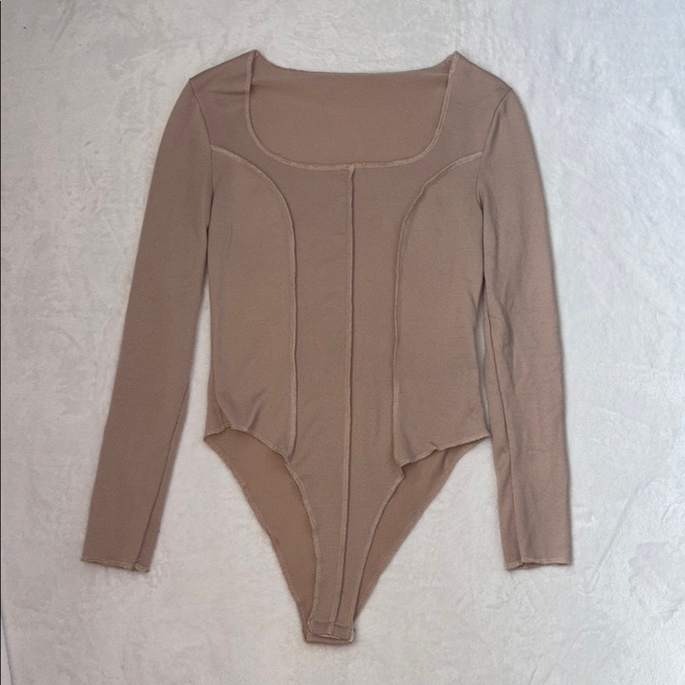 Tan Long Sleeve Bodysuit